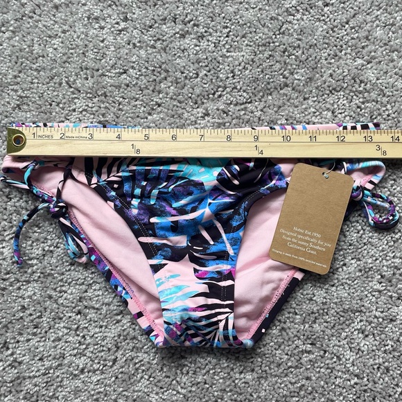 Hobie Size Medium Bikini Bottoms Criss Cross Ties on Sides Palm Leaf Print - Picture 7 of 8